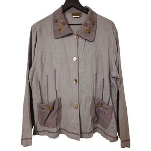 A Spence Collections Embroidered Floral Button‎ Up Jacket Women's X-Large